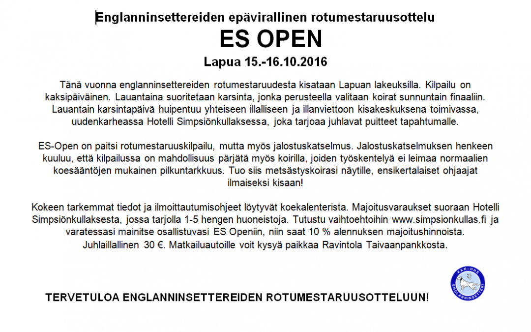 Ilmoittaudu ES Openiin