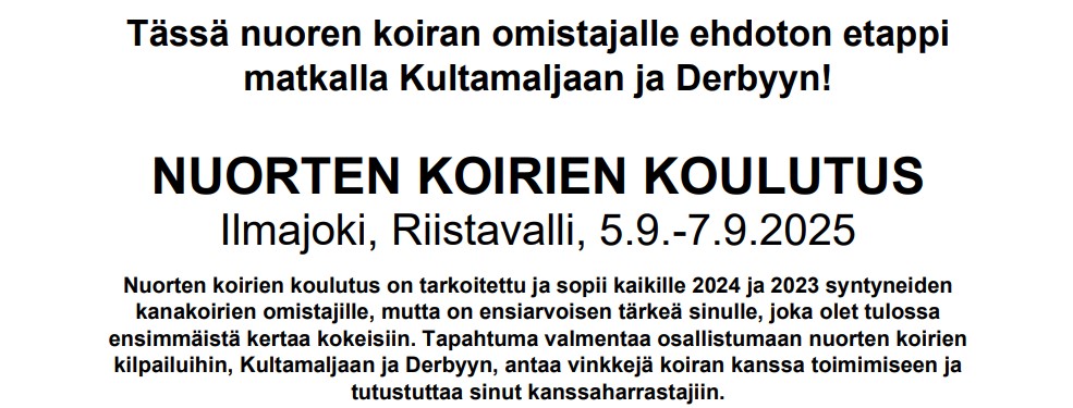 Nuorten koirien koulutus 5-7.9.2025