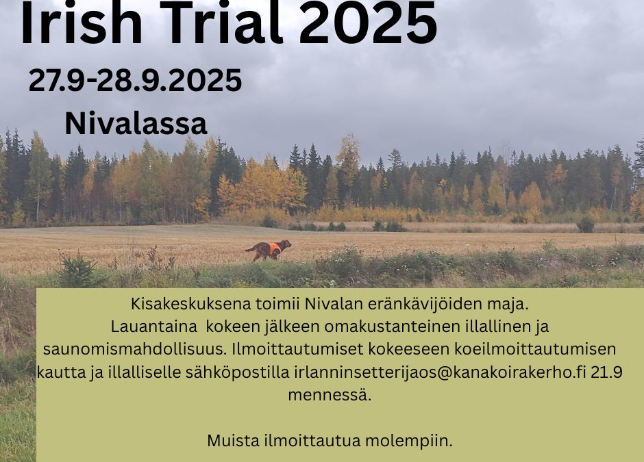 Irish trial 2025 kisataan Nivalassa 27.9-28.9.2025
